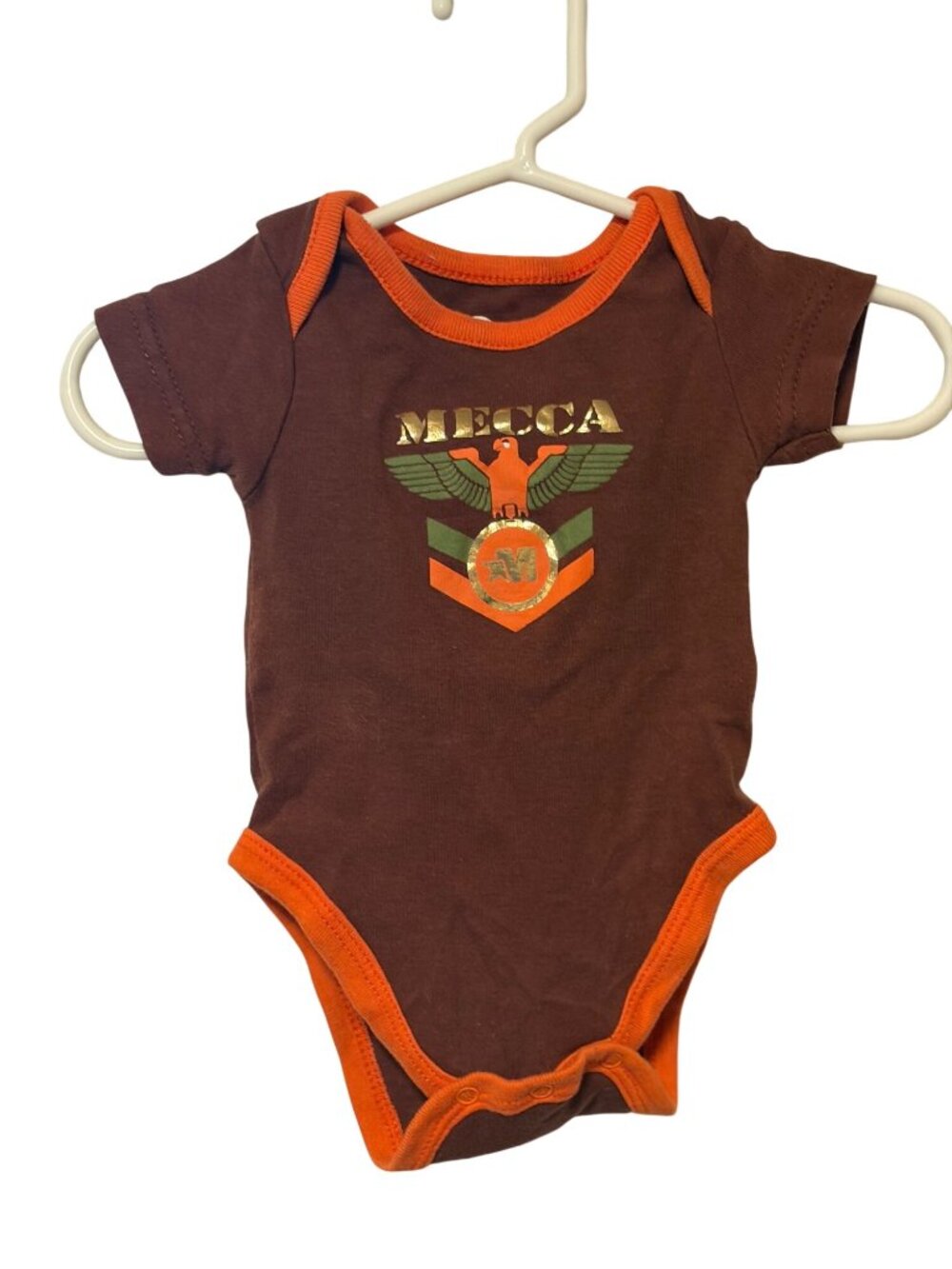 Mecca Baby Infant Baby Size 3 6 months 1 piece bodysuit brown orange gold Short